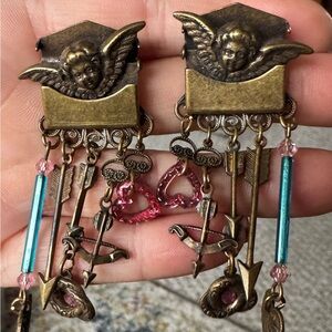 Vintage Cupid Earring and Brooch Set